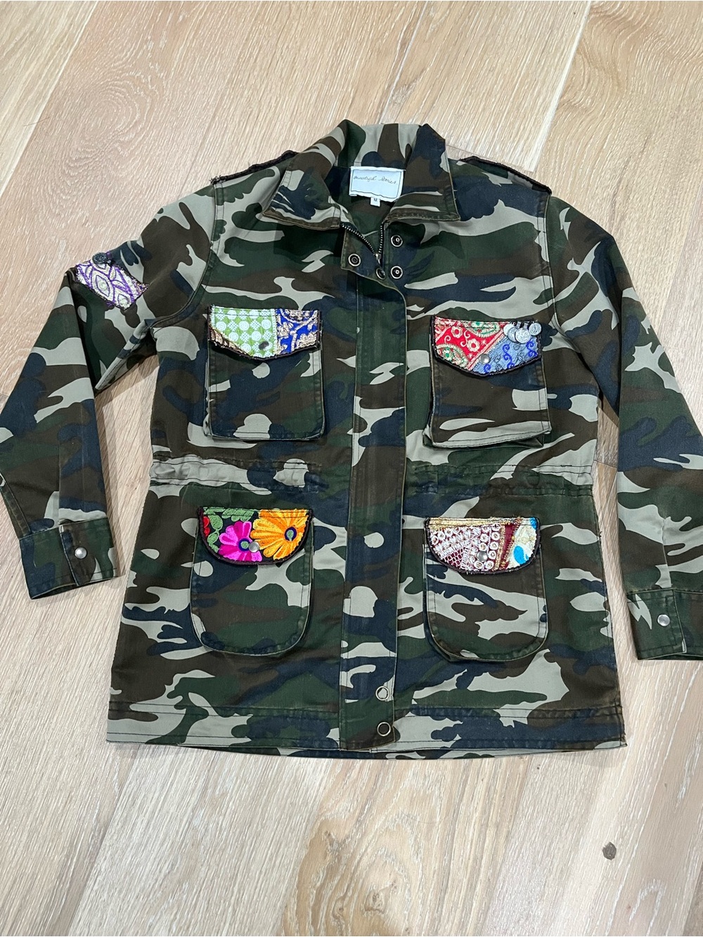 Anthro Beautiful Stories Women’s Embellished Camo Jacket